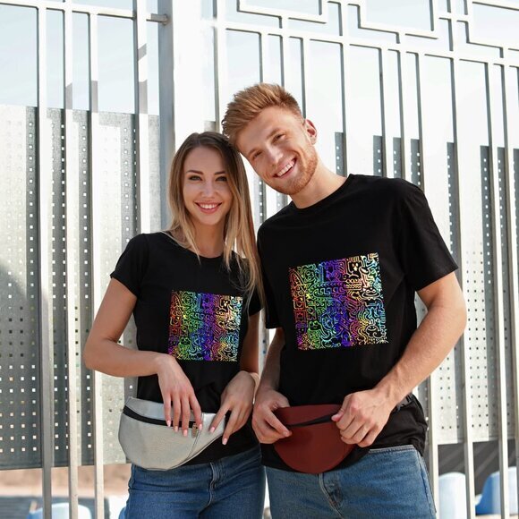 Men's Color Changing Graphic T-Shirt‎ Black Size 2X Crewneck Men's Tee - Picture 5 of 7